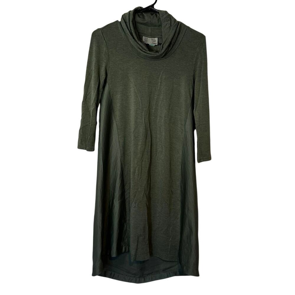 Anthropologie‎ Saturday Sunday 3/4 Sleeve Cowl Neck Knit Dress Size XS Green